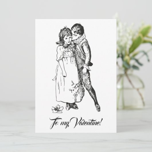  voor mijn Valentijn meisje zwart wit Feestdagenkaart (Staand voorkant)