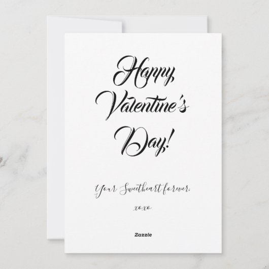  voor mijn Valentijn meisje zwart wit Feestdagenkaart (Achterkant)