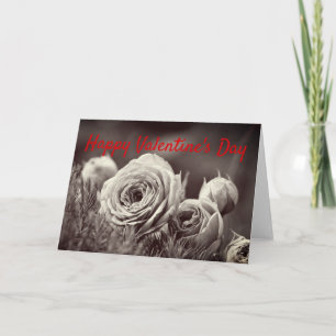 "Voor mijn Valentijn" Rozen in Sepia Feestdagen Kaart