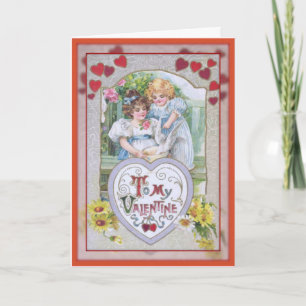 Voor mijn Valentijn - Vintage Valentijnkaart Feestdagen Kaart