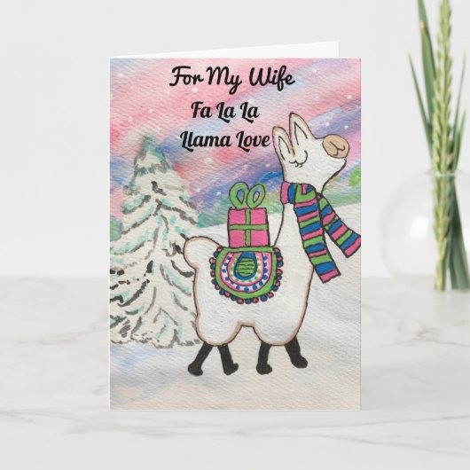 Voor mijn vrouw FaLaLa Llama Schattigee vakantie Kaart (Voorkant)