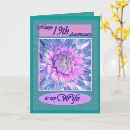 Voor mijn vrouw - Happy 19th Jubileum Kaart (Gele Bloem)