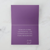 Voor mijn vrouw op Moederdag Paarse Floral Kaart (Binnen)