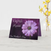 Voor mijn vrouw op Moederdag Paarse Floral Kaart (Gele Bloem)