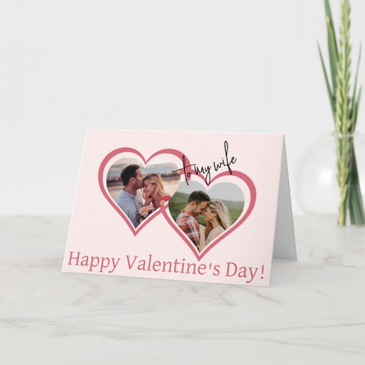 Voor mijn vrouw roze harten twee foto's Valentijns Kaart (Voorkant)