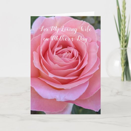 Voor mijn vrouw Roze Rose Bloom Floral Moederdag Kaart (Voorkant)