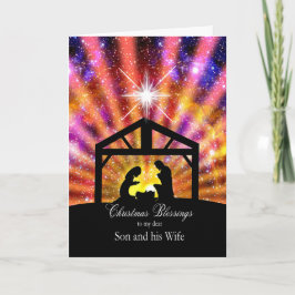 Voor mijn zoon en vrouw, zonsondergang Kerstmis Feestdagen Kaart
