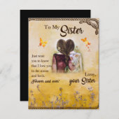 Voor mijn zus cadeau, vlinderliefhebbers, bloemige kaart (Voorkant / Achterkant)