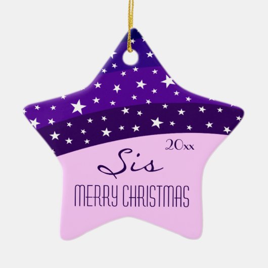 Voor mijn zus-grillige Plum Sky Star Kerstmis Keramisch Ornament (Voorkant)