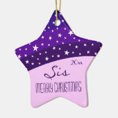 Voor mijn zus-grillige Plum Sky Star Kerstmis Keramisch Ornament (Links)