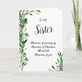 Voor mijn zus mooie bessen botanische kerst kaart (Voorkant)