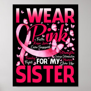 Voor mijn zuster Borst Cancer Awareness Butterfly Poster