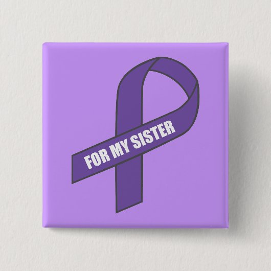 Voor mijn zuster (Paars lint) Vierkante Button 5,1 Cm (Voorkant)