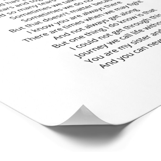 Voor mijn zuster Poem Sister Gift Poster (Hoek)