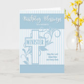 voor Minister's Verjaardagskruis Blauw met Schrift Kaart (Gele Bloem)