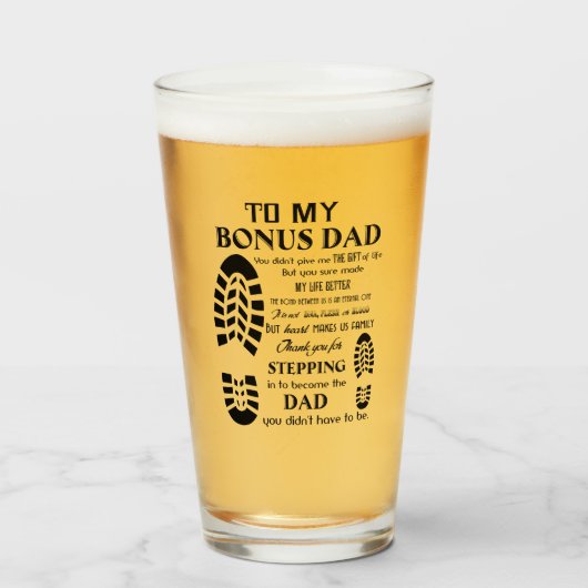 Voor m'n bonusvader, Vaderdag Cadeau... voor papa. Glas (Voorkant gevuld)