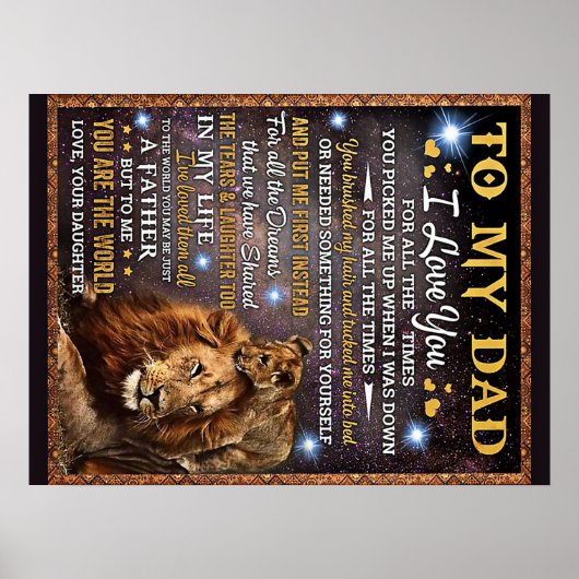 Voor m'n leeuwen, pap, gift Idee Poster (Voorkant)