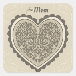 Voor Moeder Elegant bloemenhart William Morris sti Vierkante Sticker