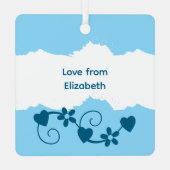 Voor moeder en dochter altijd blauw metalen ornament (Achterkant)