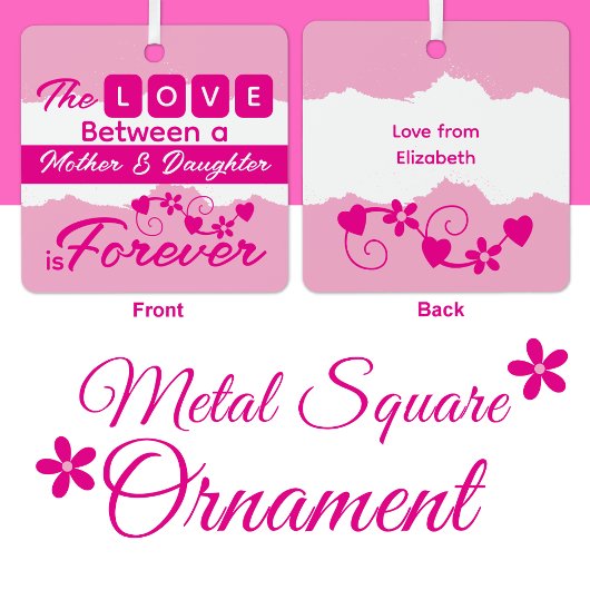 Voor moeder en dochter altijd roze metalen ornament
