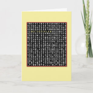 Voor moeder in rechte, Wordsearch verjaardagskaart Kaart