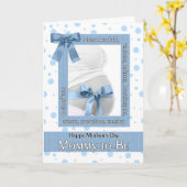 voor moeder op Moederdag Blue Polkadot Kaart (Gele Bloem)