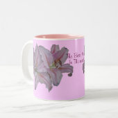Voor moeder roze lelie bloemen tweekleurige koffiemok (Voorkant links)