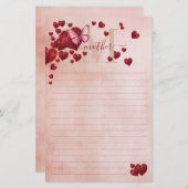 Voor moeder vlinder hartvormige bladeren boeket briefpapier (Voorkant / Achterkant)