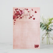 Voor moeder vlinder hartvormige bladeren boeket briefpapier (Staand voorkant)