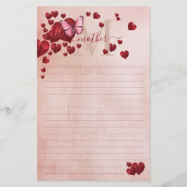 Voor moeder vlinder hartvormige bladeren boeket briefpapier