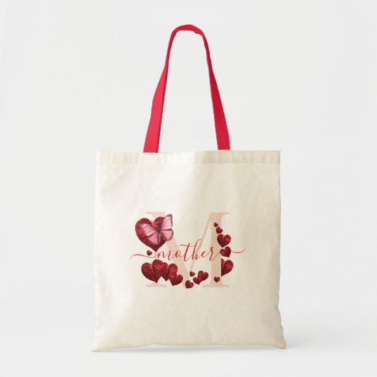 Voor moeder vlinder hartvormige bladeren boeket tote bag (Voorkant)