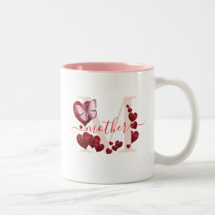 Voor moeder vlinder hartvormige bladeren boeket tw tweekleurige koffiemok