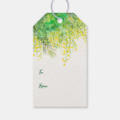 Voor Moederdag geel Mimosa Waterverf schilderij Cadeaulabel (Achterkant)