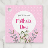 Voor Moederdag White Snowdrops Pink Polka Dots Bedankjes Labels (Voorkant)