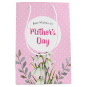 Voor Moederdag White Snowdrops Pink Polka Dots Medium Cadeauzakje (Voorkant)
