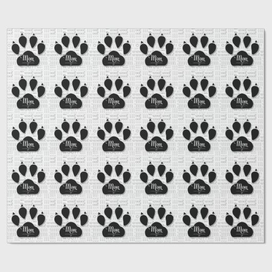 voor MOM Black Dog Paw op Wof Background Cadeaupapier (Vlak)