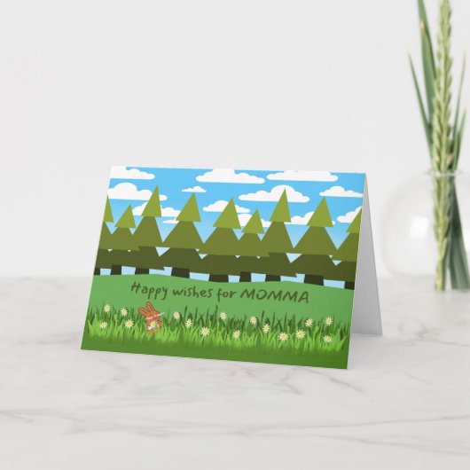 Voor Momma Birthday Cute Bunny met Daisy Kaart (Voorkant)