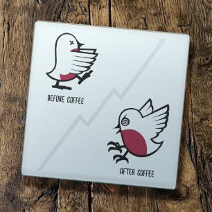 Voor & Na Coffee Zombie tot Frenzyie Grappige Rood Glazen Onderzetter