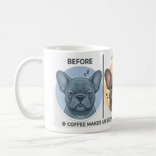 Voor Na Koffie Grappig Frans Bulldog Ontwerp Koffiemok