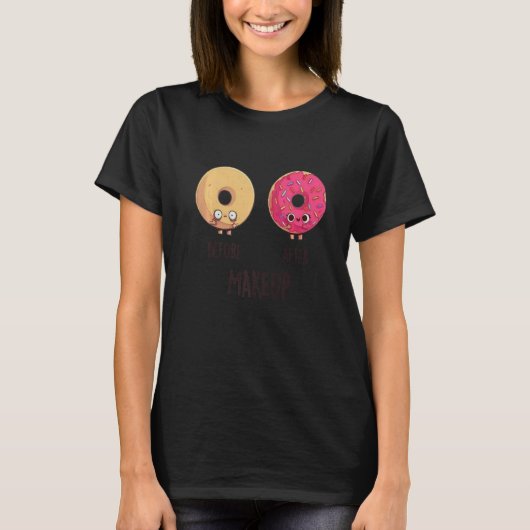 Voor na Makeup Doughnut Donut Cool Cute Funny T-shirt (Voorkant)
