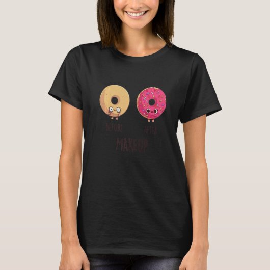 Voor na Makeup Doughnut Donut Cool Cute Funny T-shirt (Voorkant)