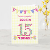 Voor neef 15th Birthday Primroses Bunting Kaart (Gele Bloem)