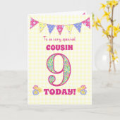 Voor neef 9th Birthday Primroses Bunting Kaart (Gele Bloem)