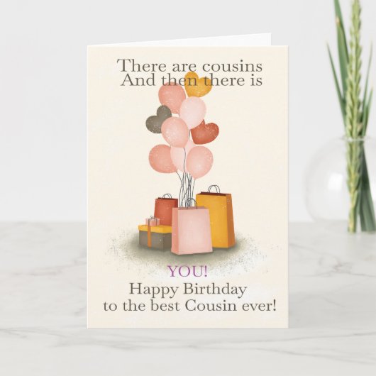 Voor neef-Cadeaus en ballonnen, geboortedag Kaart (Voorkant)