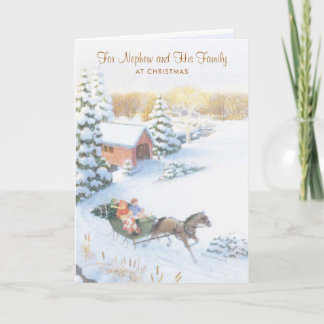 Voor neef en zijn familie met Kerstmis Feestdagen Kaart