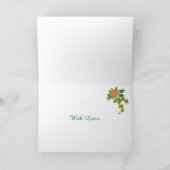 Voor neef Poinsettias Holly Ivy Christmas Kaart (Binnen)