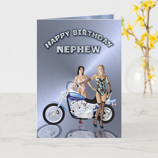 Voor neef, verjaardag met meisjes en een motor kaart (Gele Bloem)