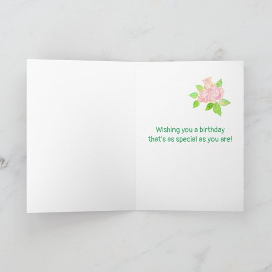 Voor neef verjaardagstaart harten en Rozen Kaart (Binnen)