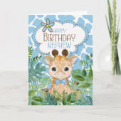voor Nephew Blue Oerwoud Giraffe Thmed Birthday Kaart (Voorkant)