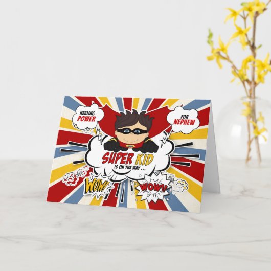 voor Nephew Get Well Boy Superheld Comic Book Kaart (Gele Bloem)